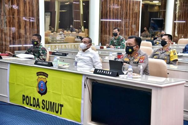 Bahas PPKM, Gubernur Edy Rahmayadi Ajak TNI/Polri Siapkan Jajaran